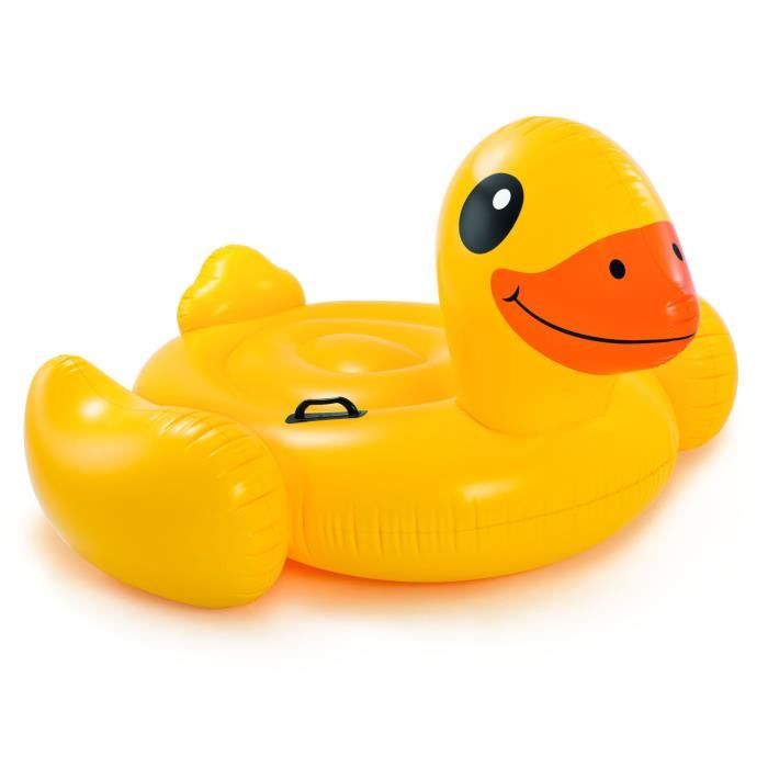 Inflatable Yellow Duck Ride-On Buoy - INTEX - Pool Games - 2 Grab Handles