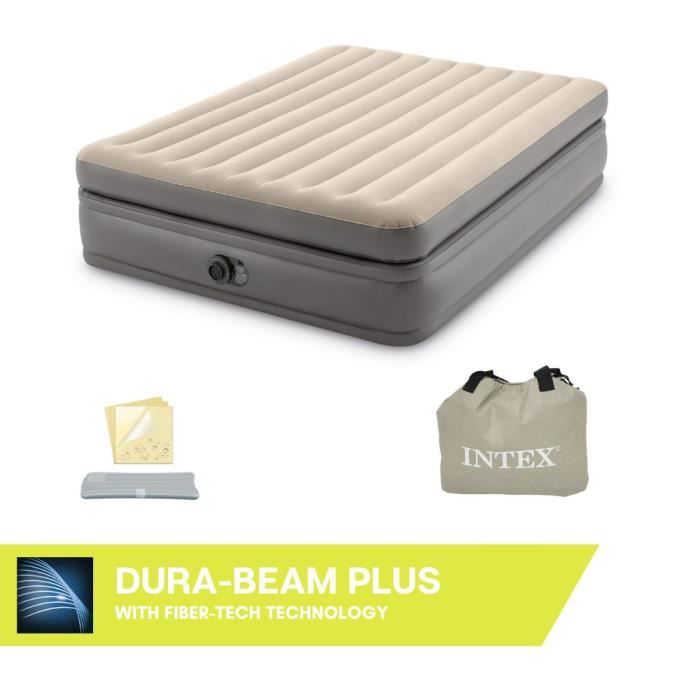 Inflatable mattress - INTEX - Prime Comfort - 2 people - 152 x 203 x 51 cm - Grey