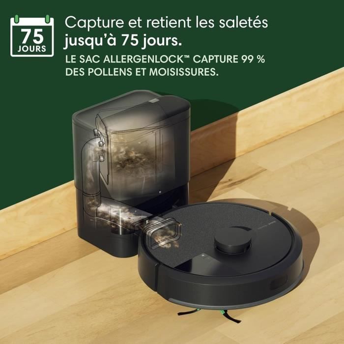 Robot vacuum cleaner - IROBOT Roomba 105 Combo + Autoempty - 2h - 7000 Pa - 400 ml - Black
