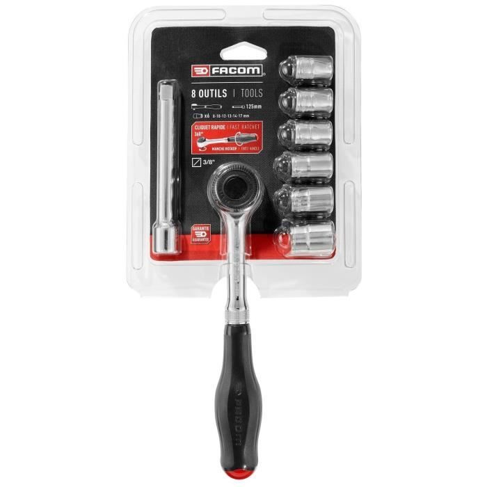 3/8 click 360 ° Facom rotary round - J.360PackPB (delivered with 7 sockets)