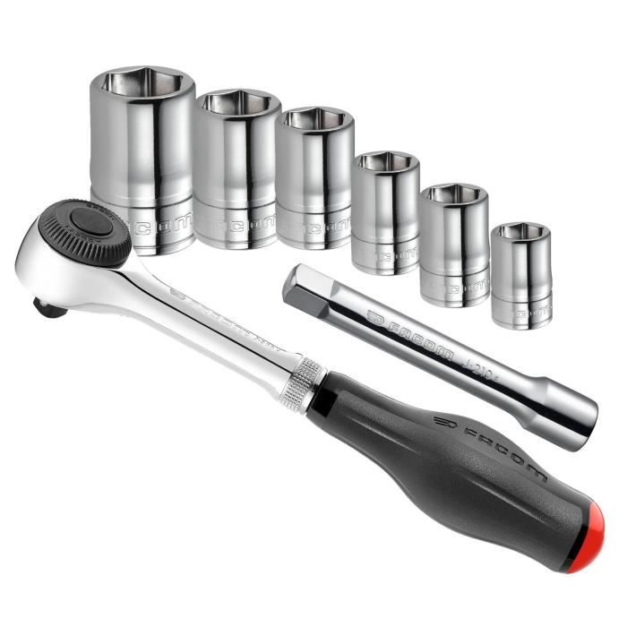 3/8 click 360 ° Facom rotary round - J.360PackPB (delivered with 7 sockets)