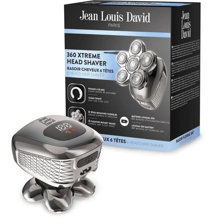 Hair razor - JEAN LOUIS DAVID - JLD 360 XTREME HEAD SHAVER - 6 rotating heads - 60 min battery life