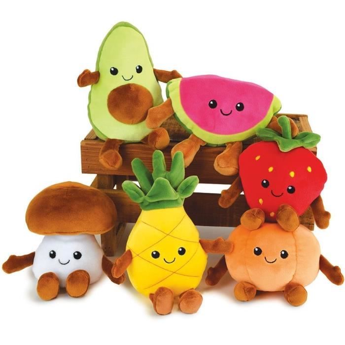 JEMINI Fruity 's box of 6 soft plush fruits and vegetables +/- 17 cm