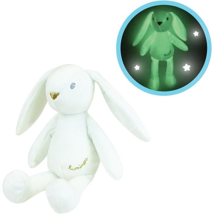 JEMINI Luminou White rabbit Natural luminous soft toy works without battery +/- 20 cm