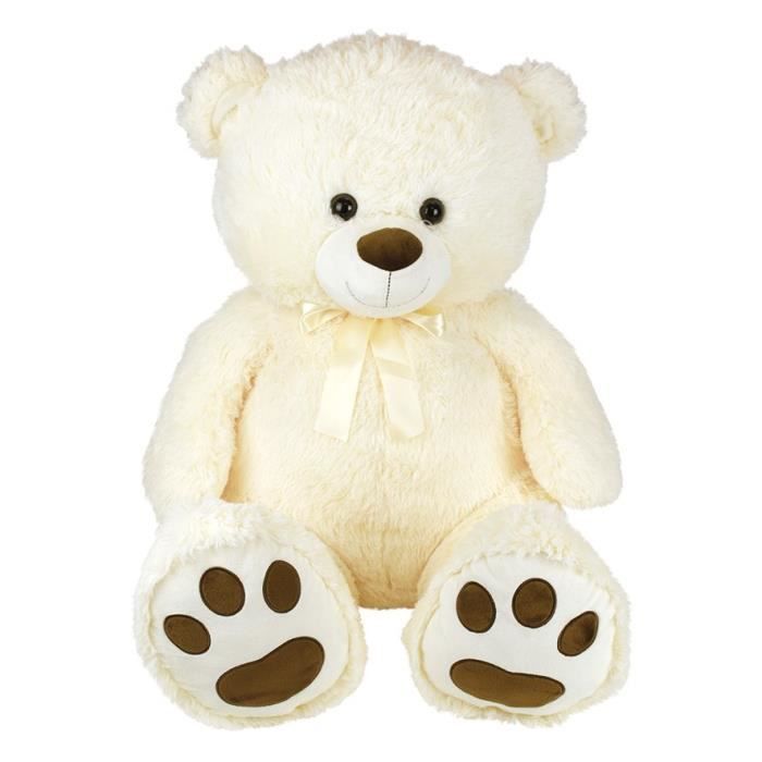 Cream Teddy Bear with Bow +/- 100 cm - PLANET PLUSH - Large 1 meter cream bear, irresistibly soft.