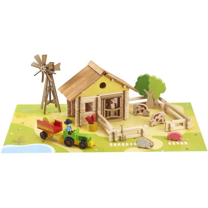 My wooden farm - Construction game - JEUJURA - 145 pieces