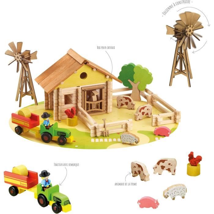 My wooden farm - Construction game - JEUJURA - 145 pieces