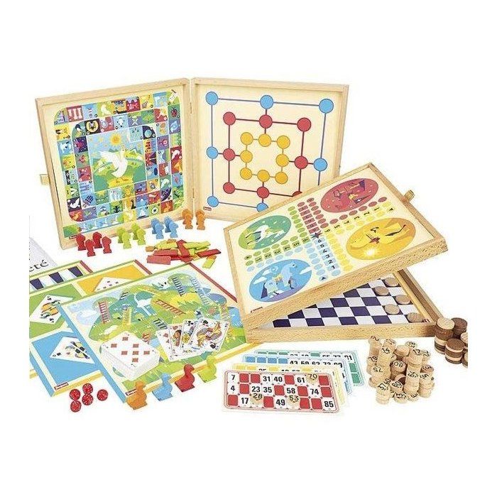 JEUJURA Classic Games Box - 150 rules - Wooden pawns