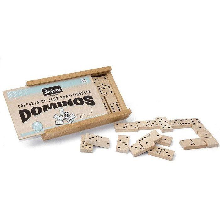 JEUJURA Wooden Domino Game - Wooden Box