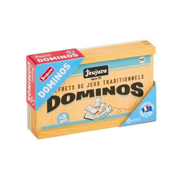 JEUJURA Wooden Domino Game - Wooden Box