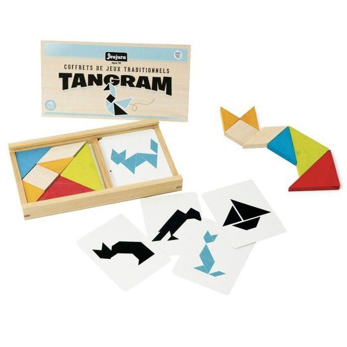 JEUJURA Wooden Tangram Set - Wooden Box