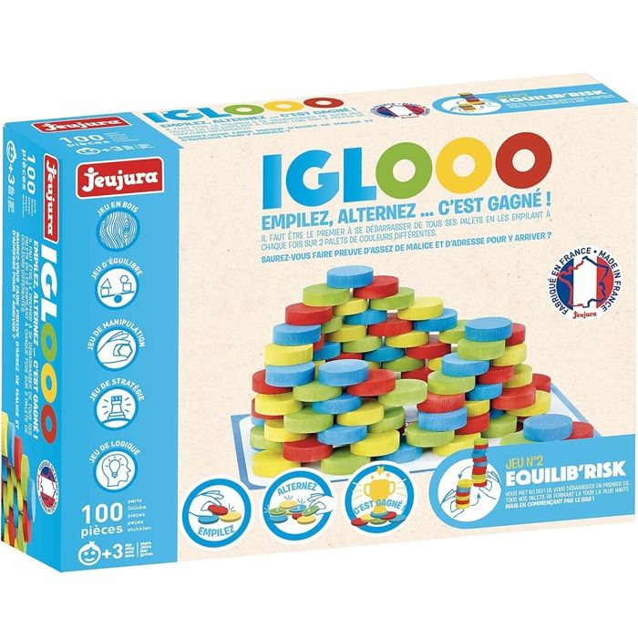 Iglooo 100 Pieces - JEUJURA - Skill and Logic Game with Pucks and Mats, Game Rules Included