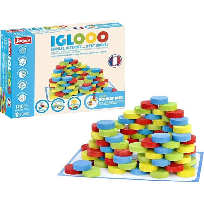 Iglooo 100 Pieces - JEUJURA - Skill and Logic Game with Pucks and Mats, Game Rules Included