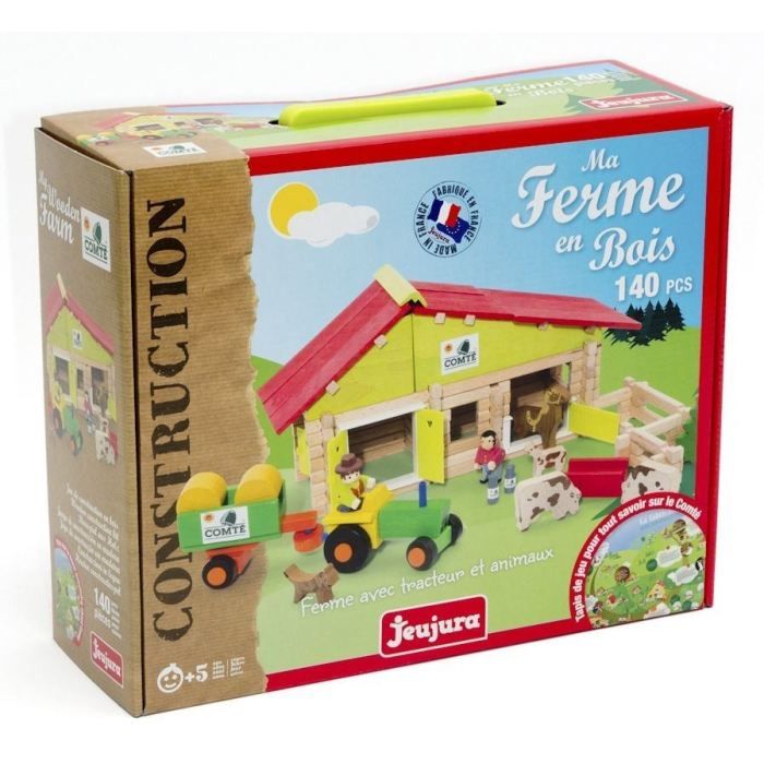 JEUJURA - Wooden Farm with Tractor and Animals - 140 pcs