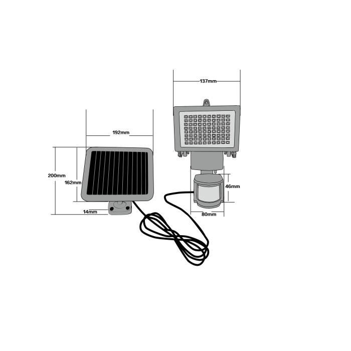 GALIX Very illuminating solar spotlight with presence detector - 80 LEDs - Black