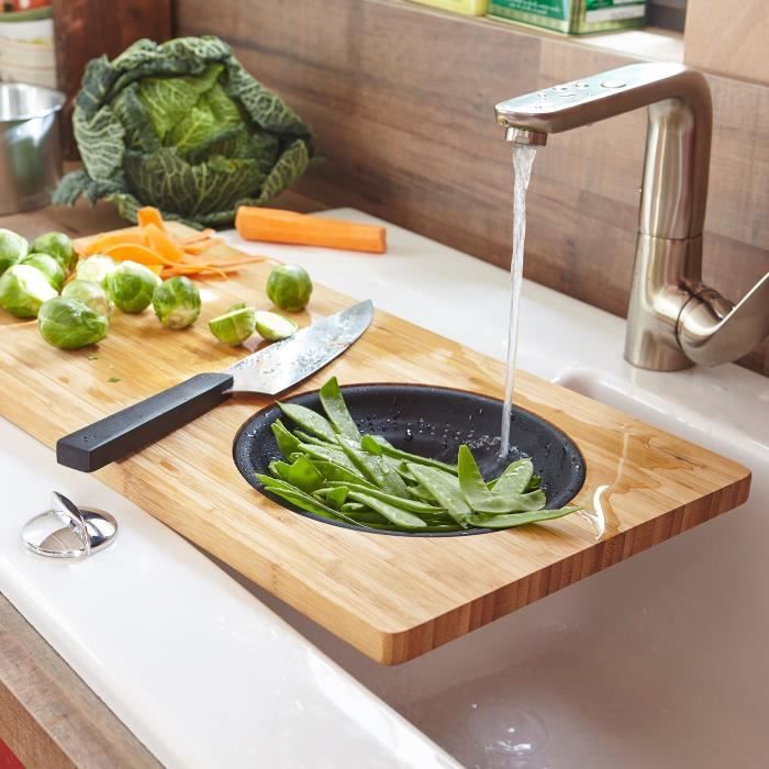 JOCCA - 1633N - Bamboo Cutting Board with Strainer - Black
