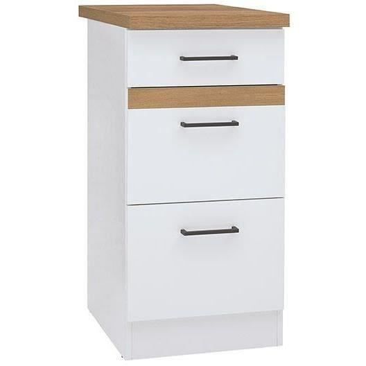 Junona Kitchen Low Furniture 40 cm - 3 drawers + worktop - Brilliant white
