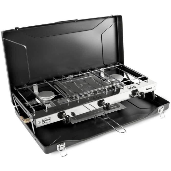 Gas stove - KAMPA - Fornello - 2 burners and 1 grill - Black