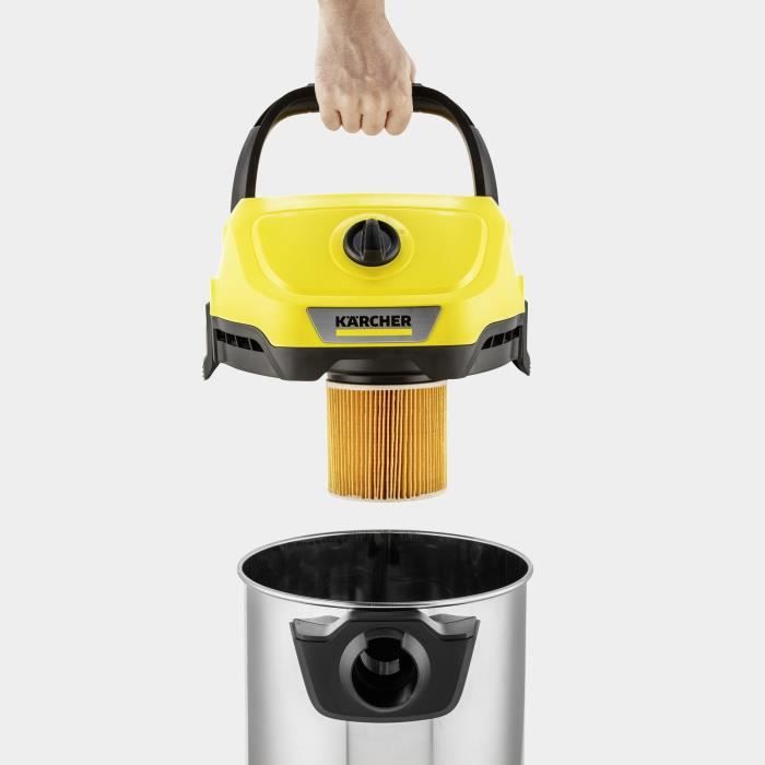 KARCHER WD 3-18 S V-17/20 cordless water and dust vacuum cleaner - Steel - 17 l - Yellow