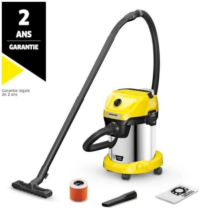 KARCHER WD 3-18 S V-17/20 cordless water and dust vacuum cleaner - Steel - 17 l - Yellow