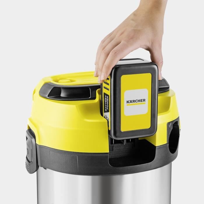 KARCHER WD 3-18 S V-17/20 cordless water and dust vacuum cleaner - Steel - 17 l - Yellow