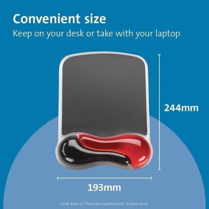 Ergonomic mouse pad - Wrist Rest - KENSINGTON - Duo Gel Black / Red
