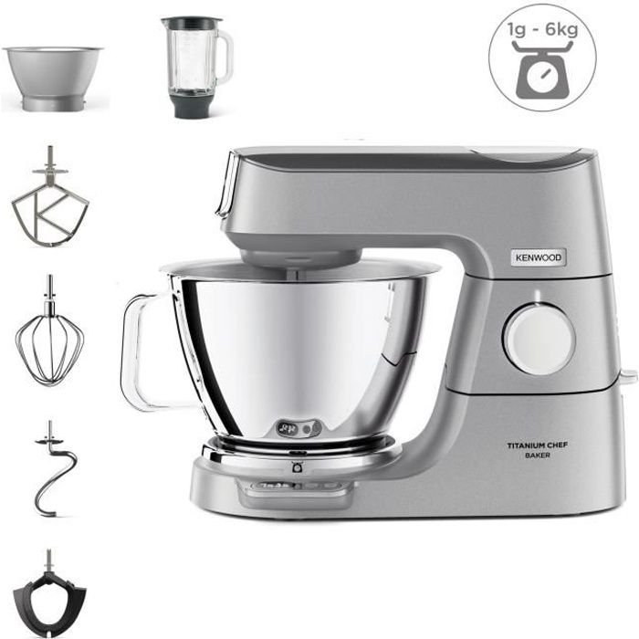 Kenwood KVC85.124.SI - Titanium chef Baker Pastry Chef - 2 stainless steel bowls 3.5L and 5L - Integrated 6kg balance - Blender 1.8L - 1200W