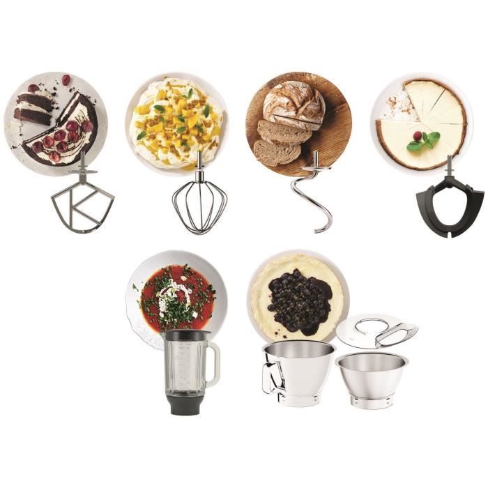 Kenwood KVC85.124.SI - Titanium chef Baker Pastry Chef - 2 stainless steel bowls 3.5L and 5L - Integrated 6kg balance - Blender 1.8L - 1200W