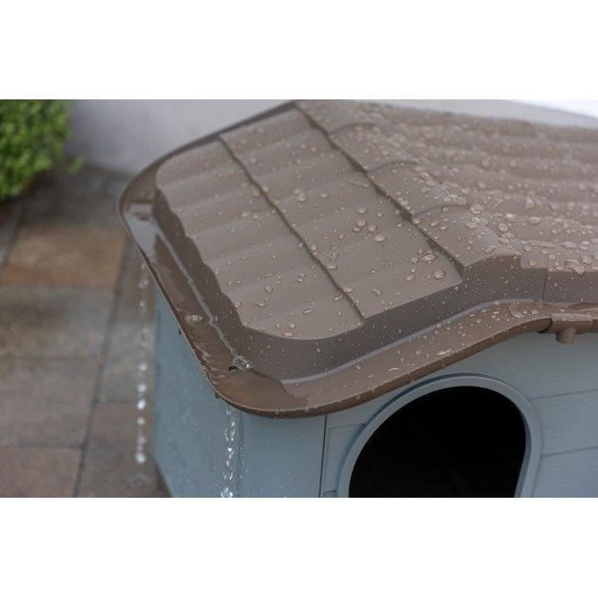 KERBL Outdoor plastic kennel for cats or dogs Size M - 75 x 59 x 55 cm - Grey and brown -