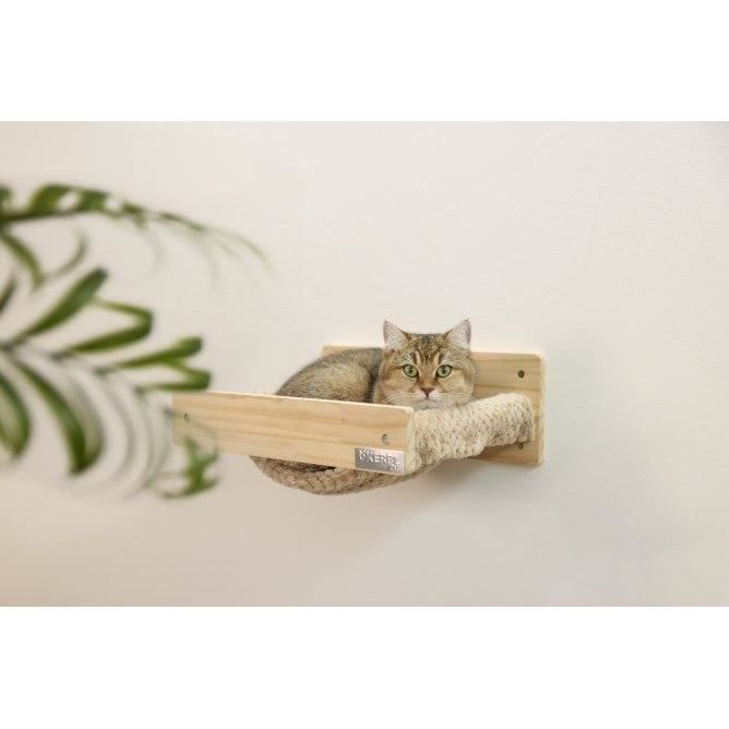 Wall-mounted cat hammock - KERBL - TIMBER - 38 x 33.5 x 16 cm - Solid wood - Plush fabric