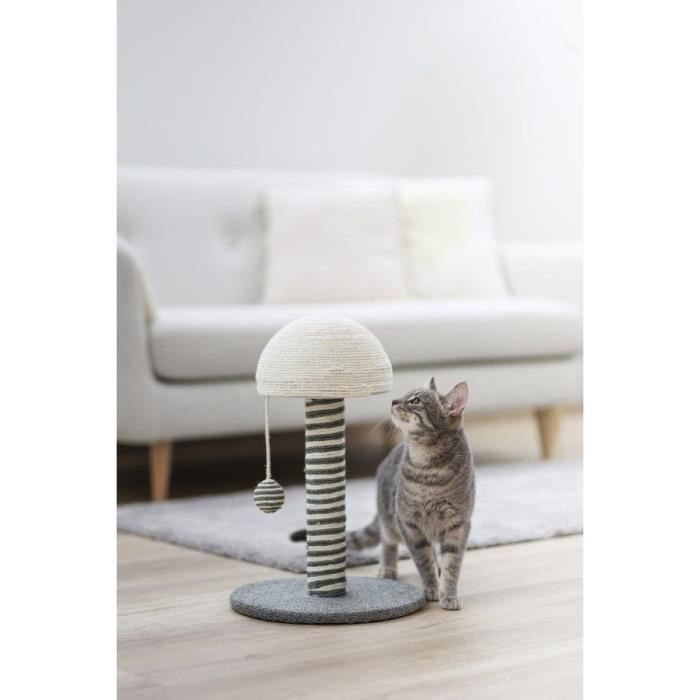 KERBL - Cat scratching post - Trunk 42 cm - FUNGHI - Grey/white - Sisal - Base: ø 30 cm