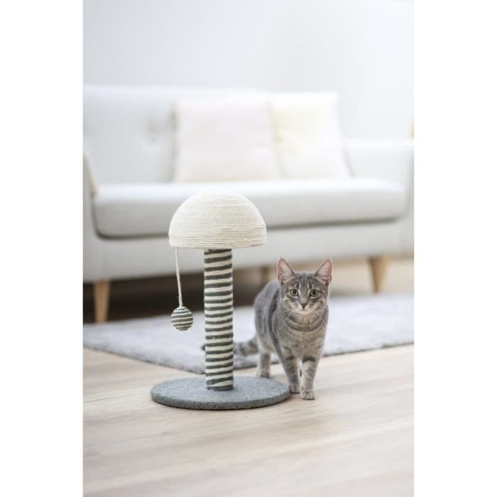 KERBL - Cat scratching post - Trunk 42 cm - FUNGHI - Grey/white - Sisal - Base: ø 30 cm