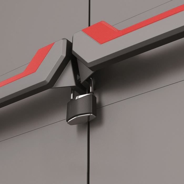 KETER | STILO LOW CABINET, Grey / Black / Red, 68 x 39 x 90 cm
