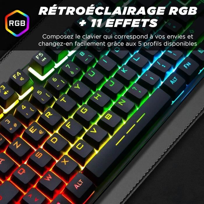 Gaming Keyboard - AZERTY - THE G-LAB - Keyz CAESIUM-TKL - Without Numeric Keypad - Backlit - Black