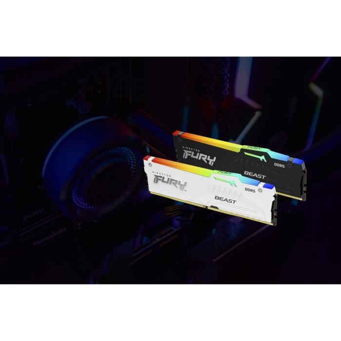 Mémoire DDR5 - KINGSTON - FURY Beast White RGB EXPO - 32 Go (2 x 16 Go) - 6000 Mhz - CL30