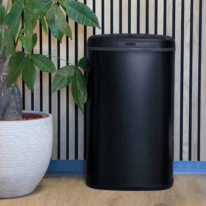 Automatic kitchen bin - LOGAN - KITCHEN MOVE - 58 L - Matt black stainless steel with rim