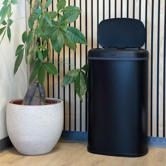 Automatic kitchen bin - LOGAN - KITCHEN MOVE - 58 L - Matt black stainless steel with rim