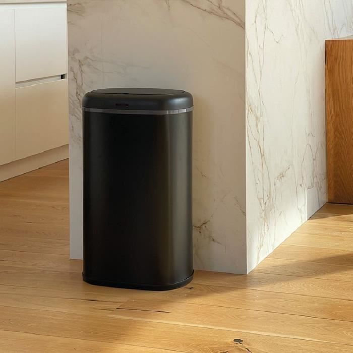 Automatic kitchen bin - LOGAN - KITCHEN MOVE - 58 L - Matt black stainless steel with rim