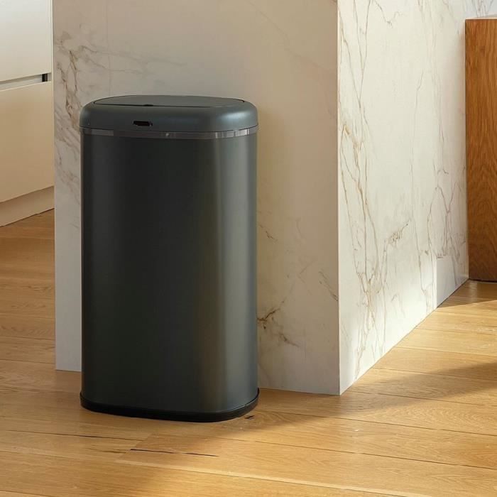 Automatic kitchen bin - LOGAN - KITCHEN MOVE - 58 L - Matt grey stainless steel with rim