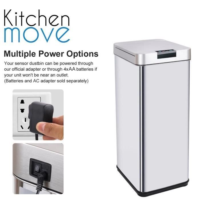 KITCHEN MOVE PARKSIDE automatic trash can - 50L - Stainless steel with strapping