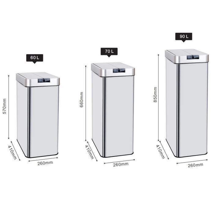 KITCHEN MOVE Automatic bin SILVERLAKE - 60L - Stainless steel with strapping