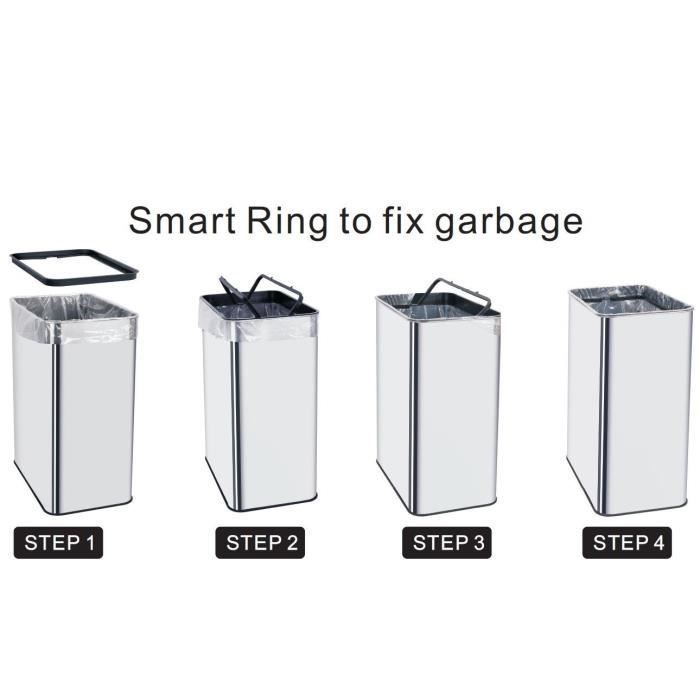 KITCHEN MOVE Automatic bin SILVERLAKE - 70L - Stainless steel with strapping