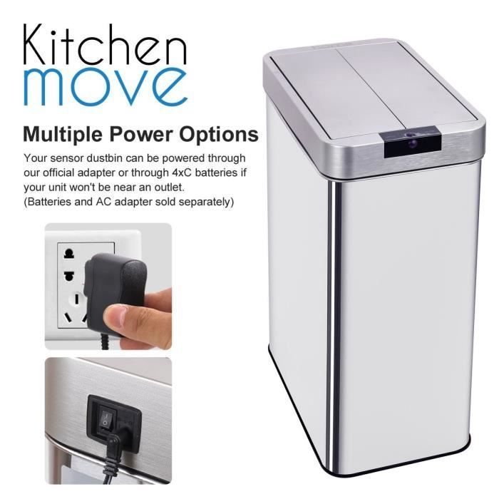 KITCHEN MOVE Automatic bin SILVERLAKE - 70L - Stainless steel with strapping