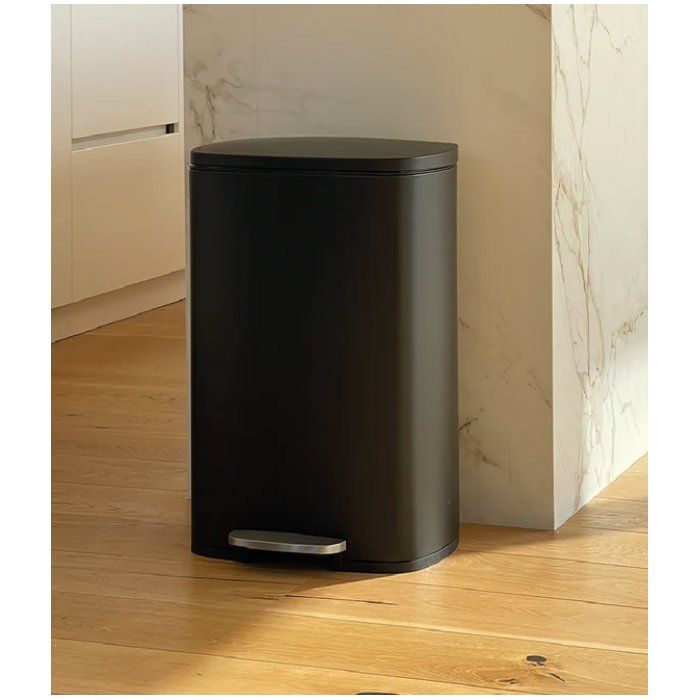 KITCHEN MOVE Pedal kitchen bin - Brushed stainless steel Matte black - 50L - ADMIRAL