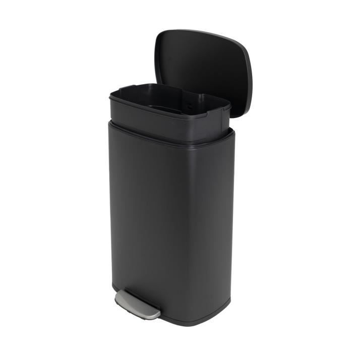 KITCHEN MOVE Pedal kitchen bin - Brushed stainless steel Matte black - 50L - ADMIRAL