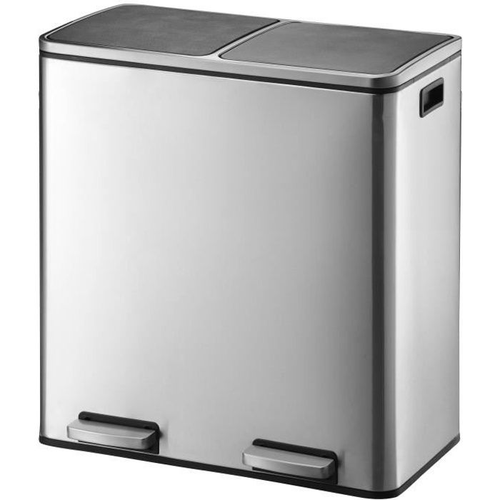 KITCHEN MOVE Kitchen bin with selective sorting pedal - Steel 60L (30 + 30) MAJOR