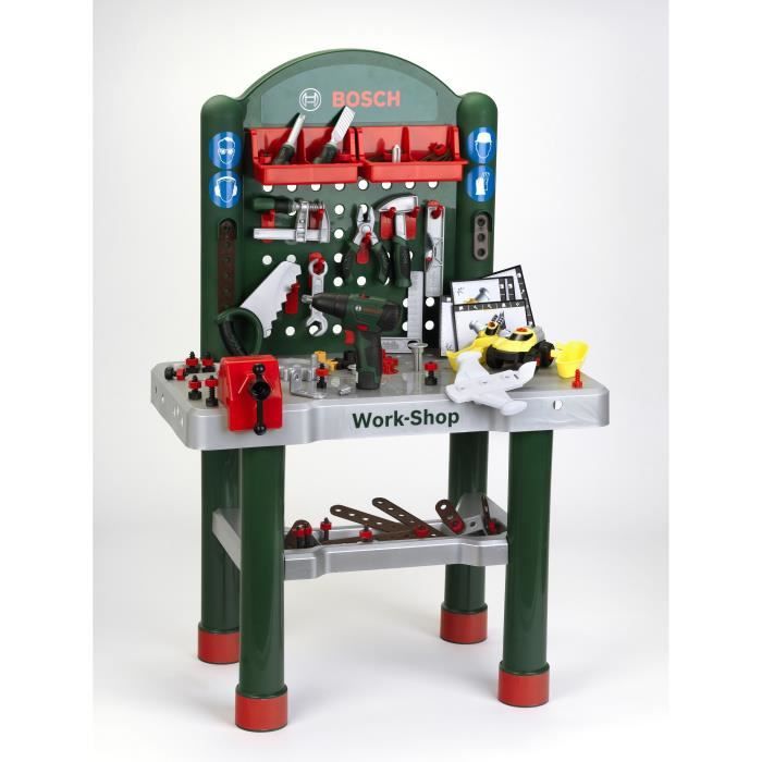 KLEIN - Bosch Workshop with mechanical screwdriver and vehicle to assemble - 3 years and more