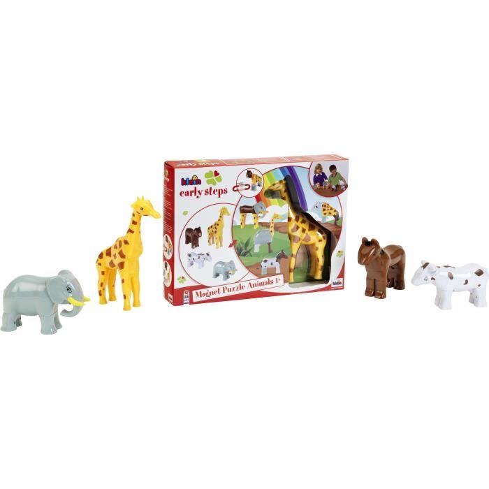 Magnetic Animals - KLEIN - 0065 - 4 Large Funny Animals Puzzle, Open Box - 16 Pieces - From 12 Months