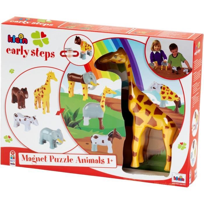 Magnetic Animals - KLEIN - 0065 - 4 Large Funny Animals Puzzle, Open Box - 16 Pieces - From 12 Months
