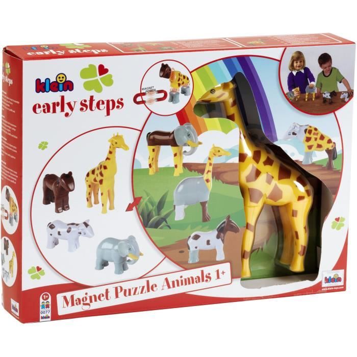 Magnetic Animals - KLEIN - 0065 - 4 Large Funny Animals Puzzle, Open Box - 16 Pieces - From 12 Months